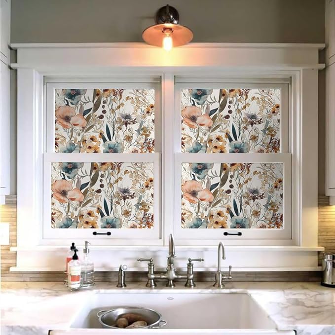 Boho Flowers Brown Leaf Plants Botanical Peel and Stick Wallpaper Self Adhesive Removable Easy Peel Off Stick on Wall Paper for Bedroom Cabinet Renter Friendly