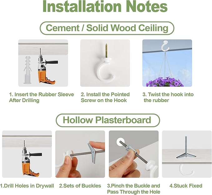 6pcs Ceiling Hooks for Hanging Plants,Hanging Hanging Lights Metal Small Hooks,Indoor Outdoor Wall Heavy Duty Plant Hanger Swag Hook