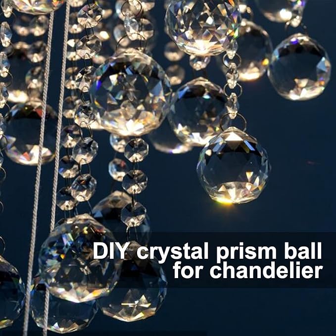 MerryNine 30mm Clear Crystal Ball Prism with 20 Pcs Metal Rings Sun Shine Catcher Rainbow Pendants Maker, Hanging Crystals Prisms for Windows, for Feng Shui, for Gift (30mm/1.18" 20pack)