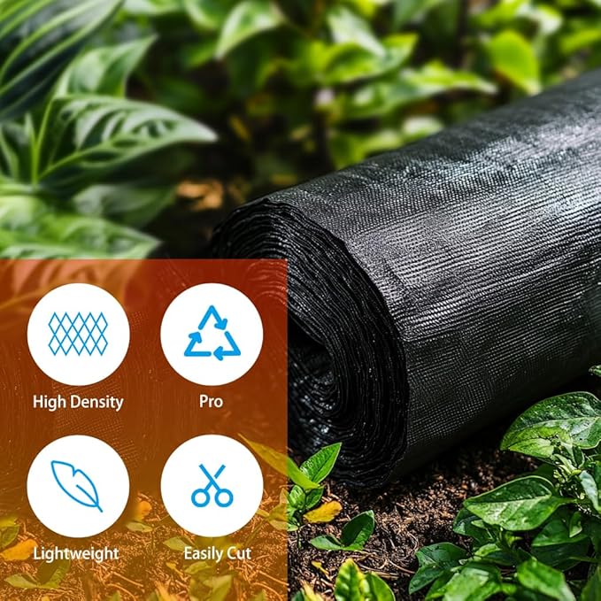 LIUJIAYI 2.4oz-6FTx450FT Weed Barrier Landscape Fabric - Durable Weed Block Gardening Ground Cover Mat, Woven Geotextile Fabric for Underlayment, Commercial Driveway Stabilization, Weed Control Cloth
