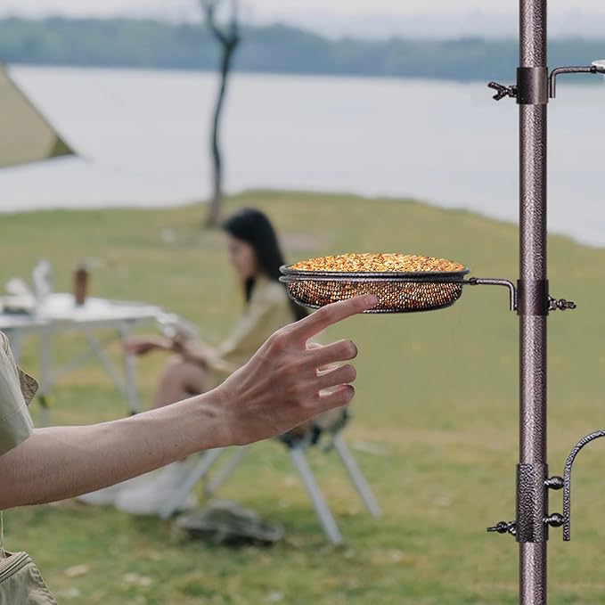 Bird Feeder,91in 4 Hook Bird Feeder Pole with Squirrel Baffle,Bath and Mesh Tray,Steel Multi-Feeder Kit Stand for Attracting Wild Birds, Easy Assembly for Courtyards (Weld, Black 91IN)