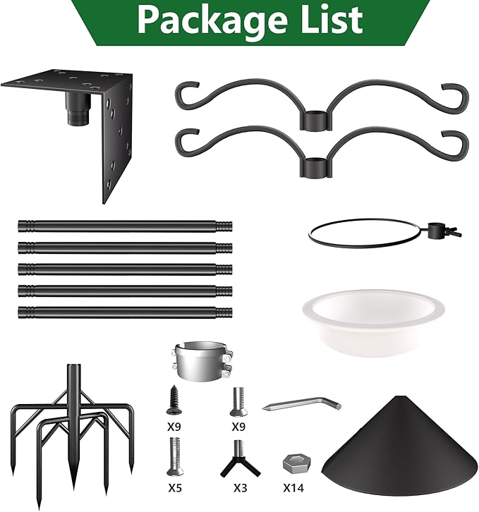 Bird Feeder Pole Stand,95 Inch House Pole for Outdoors Weather Station,Heavy Duty Metal Mount Kit Adjustable Multifunctional Bird Feeder Stand