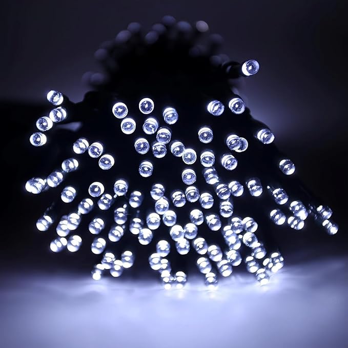 4 Pack 400 LED Solar String Lights for Outside, Solar Christmas Lights Outdoor Waterproof, Green Wire Twinkle Light with 8 Lighting Modes for Xmas Tree Wedding Party Garden Decorations (Cool White)