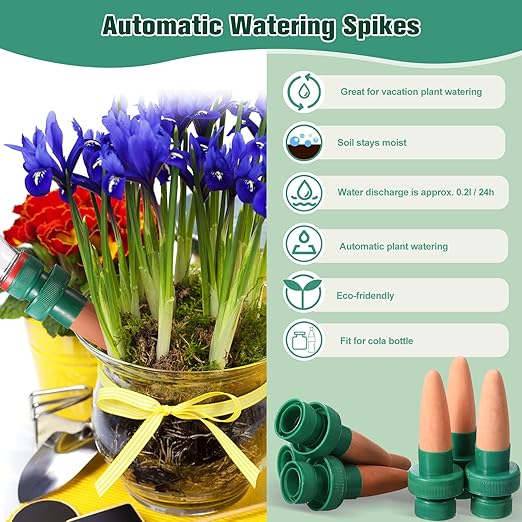Patelai Terracotta Plant Watering Spikes Self to Use with Cola Bottles Houseplant Watering Stakes Automatic Irrigation System (10 Pack,Terracotta)