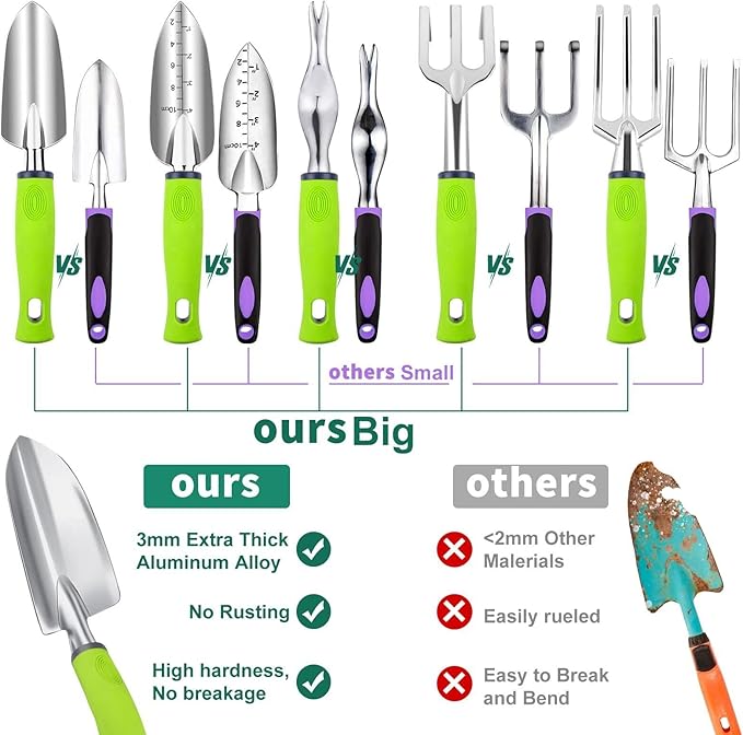 84 PCS Garden Tools Set,10pcs Succulent Tools Set Included 6pcs Large Heavy Duty Aluminum Gardening Hand Tools 12.5IN with Garden Tool Bag,Gloves Sprayer etc.Gardening Gifts for Men Women Garden Gifts