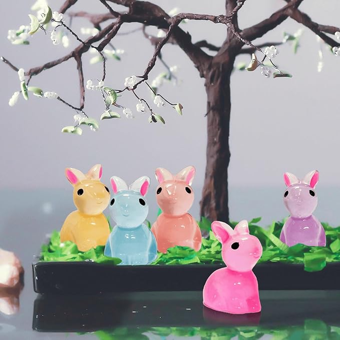 49PCS Tiny Resin Bulk Animals Miniature Figures Ornament Luminous Transparent Multicolor Dollhouse Decor Accessorie for Garden Aquarium Potted Ornament