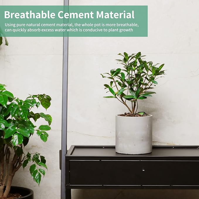 Mozing Cement Plant Pots Indoor - 4.8 inch Concrete Planter Pot for Planting - Modern Stone Clay Flower Pot with Drainage Hole for Garden, Home, Office Decor, Grey