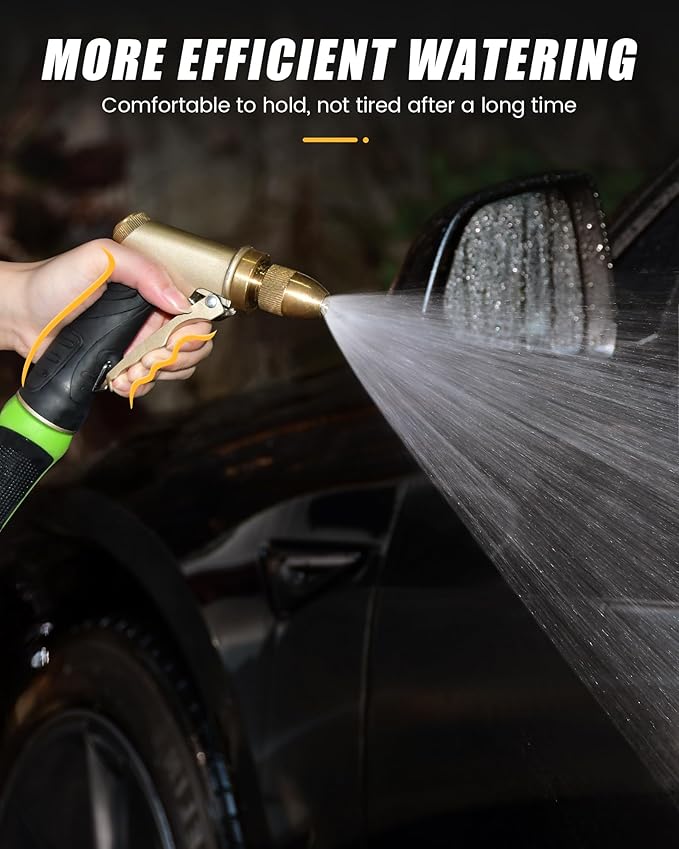 RAINPOINT Heavy Duty Metal Spray Nozzle for Garden Hose, High Pressure Garden Hose Nozzle with Adjustable Spray Patterns for Watering Plants, Car Washing, and Pet Showering (2 pcs)