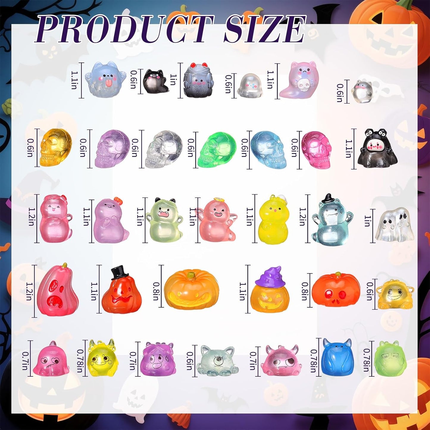 58 Pcs Luminous Mini Figures Glow in Dark Tiny Resin Figures Set Fairy House Diorama Accessories Ornament for Garden Dollhouse Craft DIY