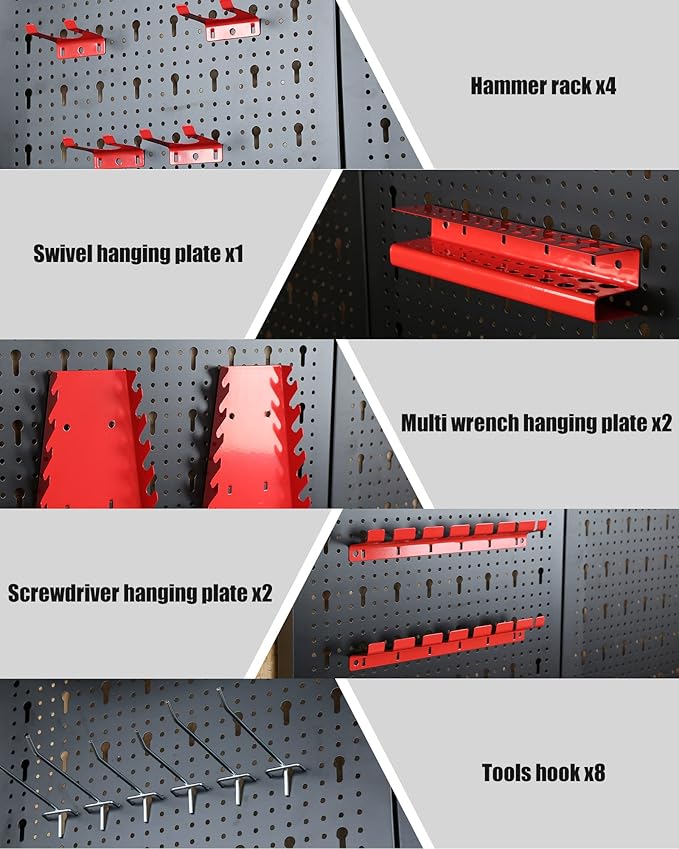 48inch Workbench with Peg Board, Multipurpose Tool Organizer and Work Bench with Double Storage Platform, Workbench in Garage Workshop (48" x 24" x 61")