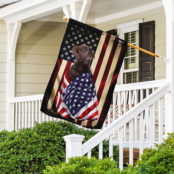 FLAGWIX Chocolate Labrador Retriever Flag - Outdoor Labrador Decorations, 29.5" x 39.5" House Flag For Porch, Patio, Wall Decor, Heavy-duty Canvas Labrador Flag Dog Garden Home Décor