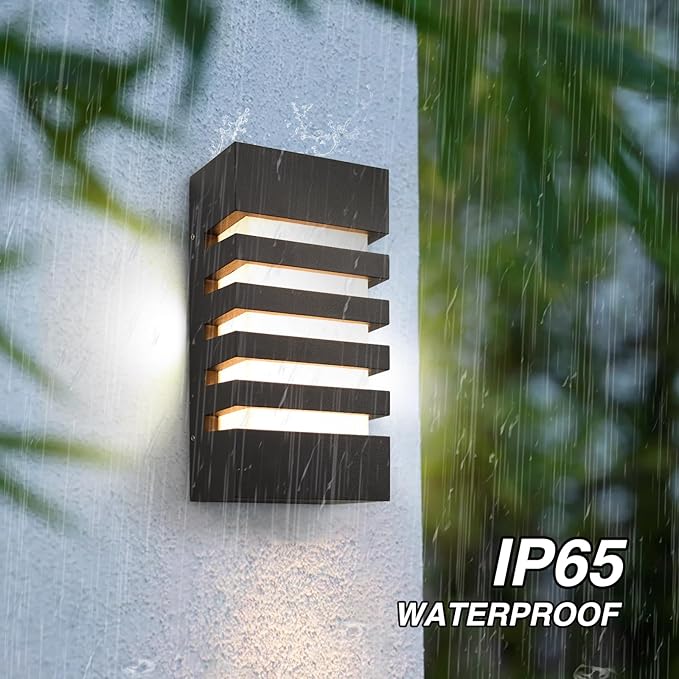 Outdoor Wall Light 12W LED Modern Wall Sconce Lamp Exterior Wall-Mounted Garden Corridor Porch Patio Light Waterproof LED Wall Light Fixture for Outdoor Lighting Warm White 300lm