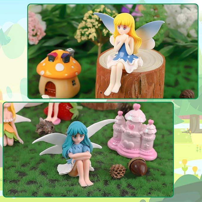 6 Pcs Garden Accessories Miniatures Fairies - Fairy Figurine Miniatures Micro Landscape Ornaments for Home Garden Cute Tiny Collectible Statues