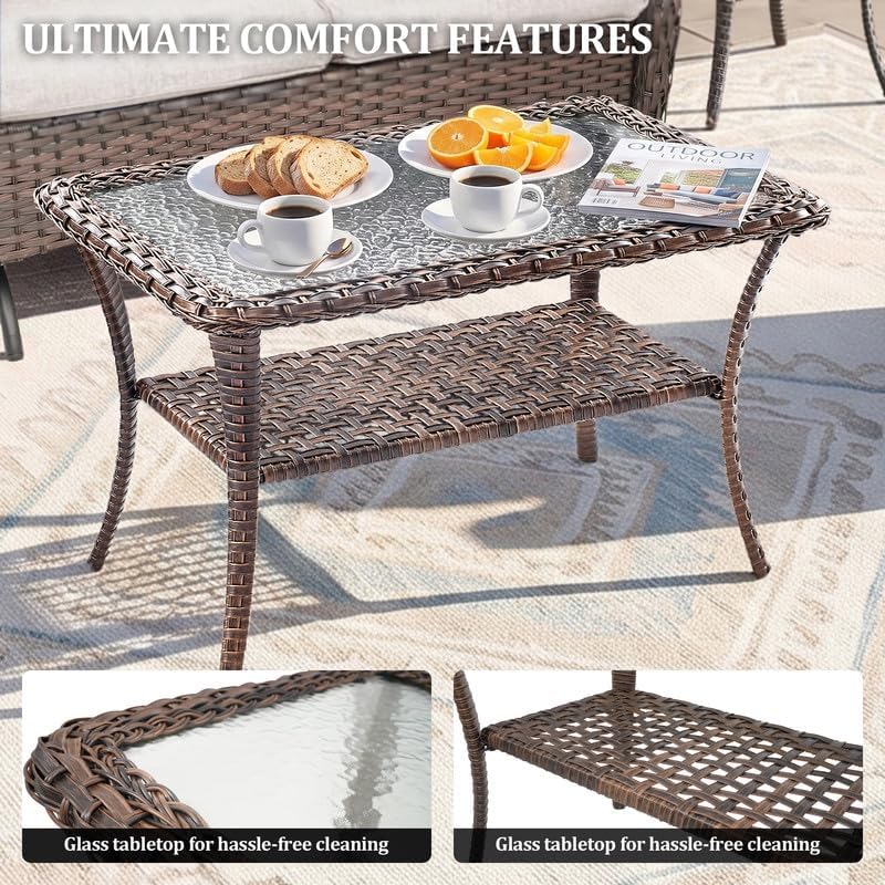 Outdoor Wicker Glider Loveseat and Table, Porch Glider 2 Seater - Image 7