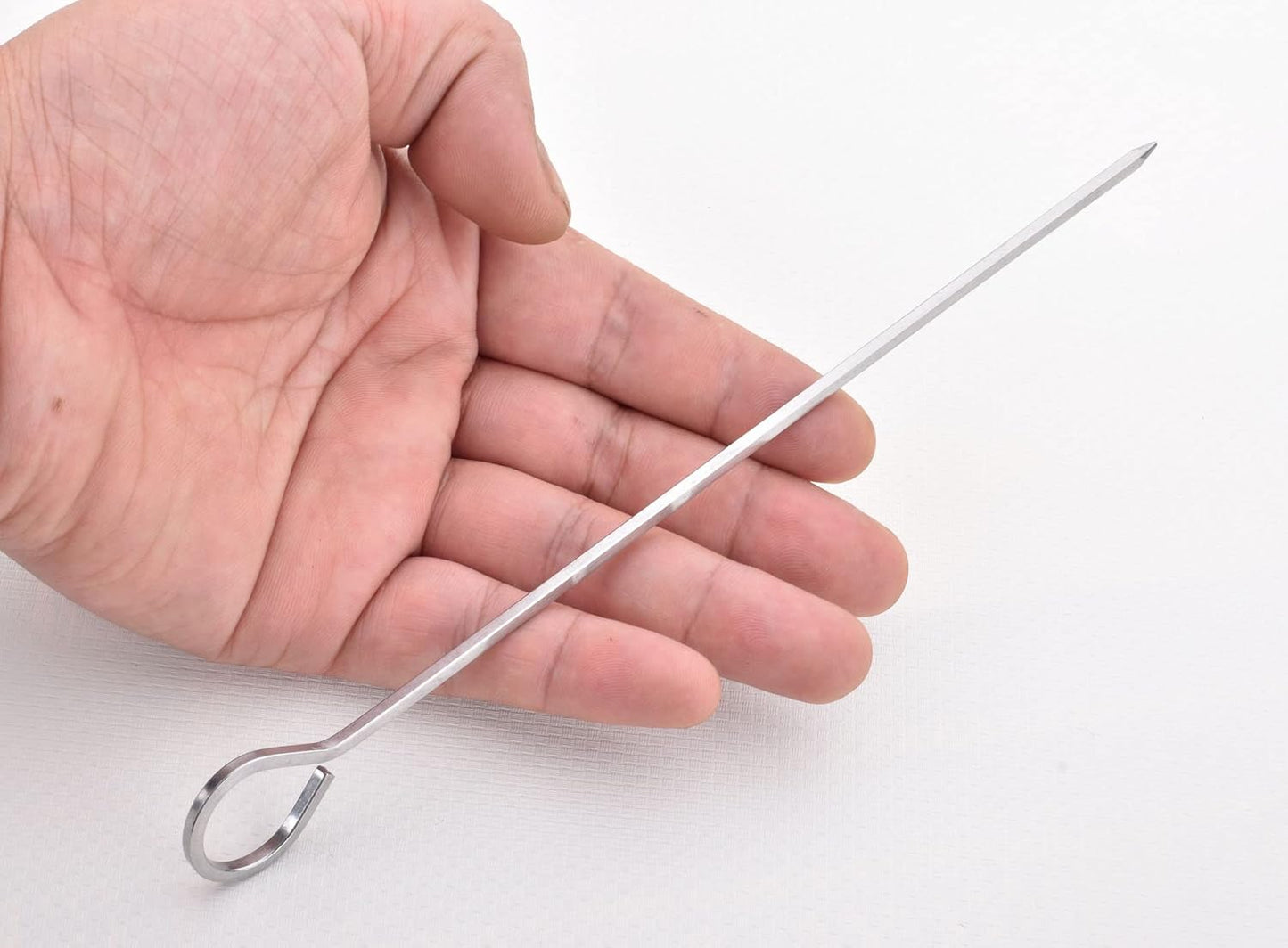 8 inch Barbecue Skewers Square Metal BBQ Sticks,HONSHEN 12Pack Stainless Steel Skewer,Kebob,kabob Sets for Grill Outings Cooking (BBQ Skewers Square 8inch-12p)