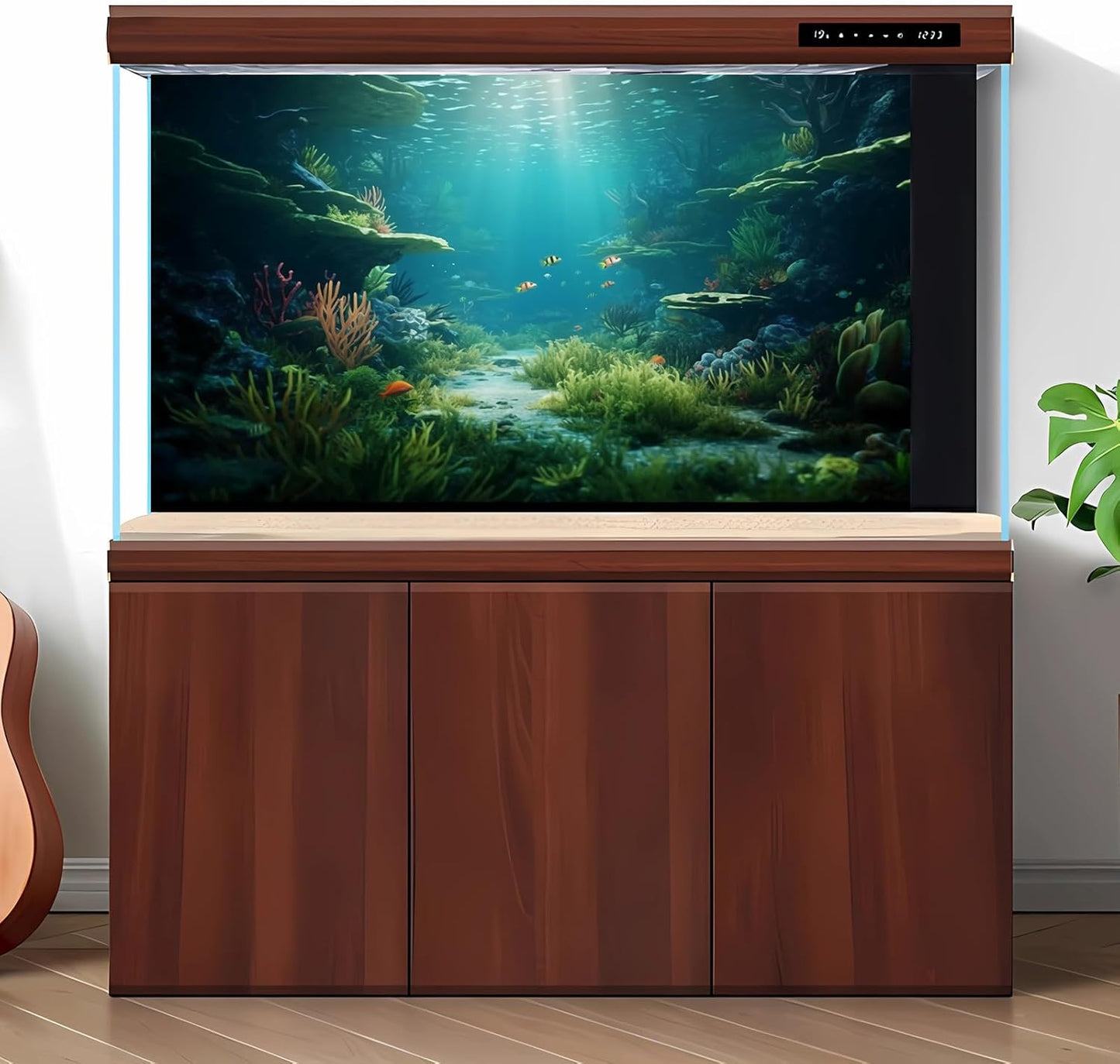 Ocean Floor Fish Tank Background Under The Sea Coral Reef Aquarium Background Underwater Aquatic Plants Corals Rock Cave Terrarium Backgrounds Tropical Fish Ocean Aquarium Backgrounds Decors 72x16in