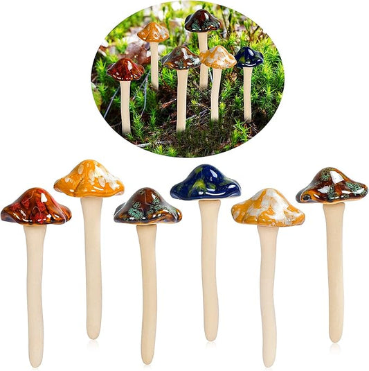 AIGEL Garden Decor Mushrooms, Ceramic Mushroom for Garden Fairy Yard Decoration DIY Ornament for Dollhouse Potting Shed Flowerpot Plants Lawn Garden Outdoor Statue