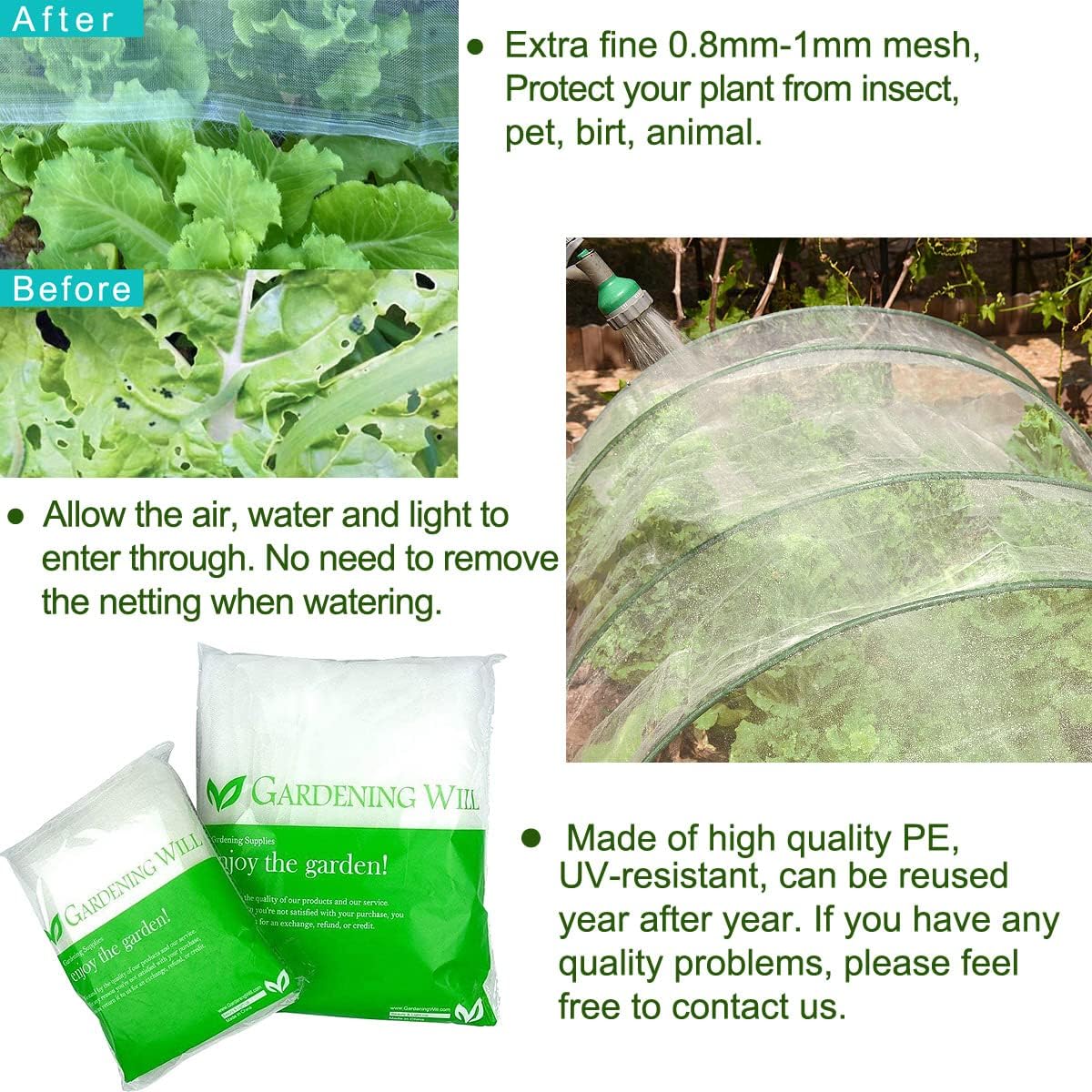 10Ft x 50Ft Mosquito Bug Insect Bird Fine Mesh Net Barrier Hunting Blind Garden Screen Netting for Protect Your Plant Fruits Flower