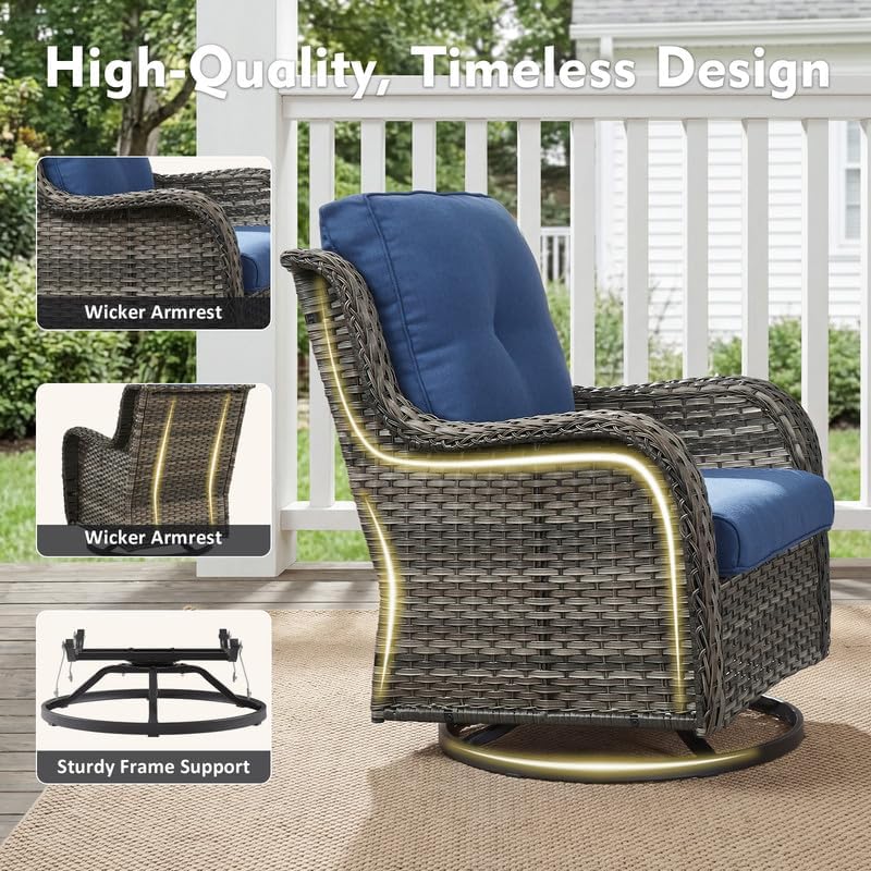 7 Piece Grey Wicker Patio Furniture Set, Rattan Outdoor Furniture - Image 5