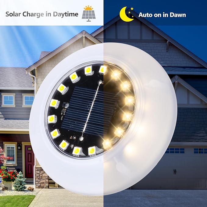 Solar Ground Lights,8 Pack Solar Lights Outdoor Waterproof, Solar Garden Lights for Outside Patio Pathway Yard Lawn Driveway Deck Step Walkway,Outdoor Chrismtas Decorations