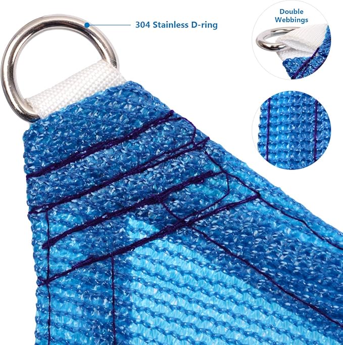 Eden's Decor Straight Flat-Edged Sun Shade Sail Rectangular 7' x 8' Blue UV-Blocking Outdoor Canopy Fabric Cloth Awning for Pergola Patio Garden Backyard Custom Size