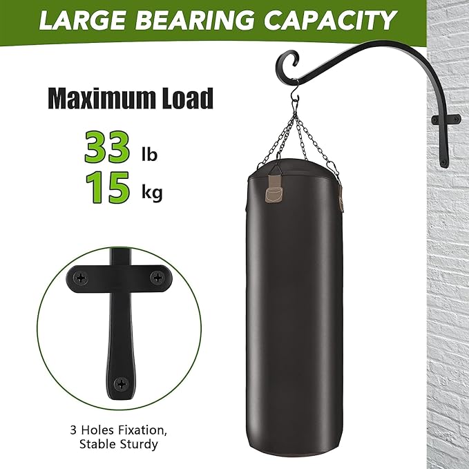 HOOPLE Plant Hangers Outdoor Heavy Duty 4 Pack, Cast Iron Bird Feeder Hanger, Metal Black Plant Brackets Hook for Hanging Flower Baskets, Elegant Design, Large Bearing Capacity