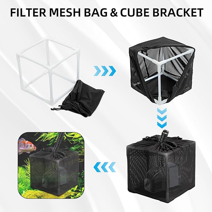 Fineday Pond Filter, Anti-Clogging Cube Outdoor Mesh Water Pump Barrier Bag Box Basket (5 inch)