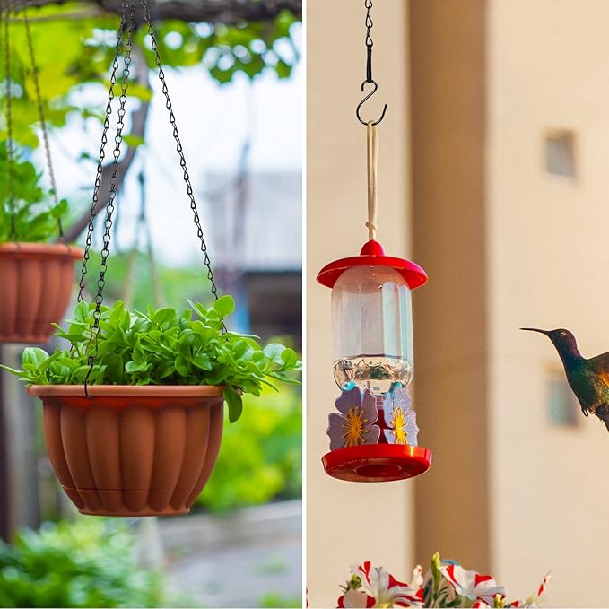 RIFNY Hanging Chains with Hooks, 15 Pieces 24 Inch Black Chain for Hanging Bird Feeders Planters Baskets Billboards Lanterns Wind Chimes Ornaments Outdoor/Indoor Use (24 inch 15pcs)