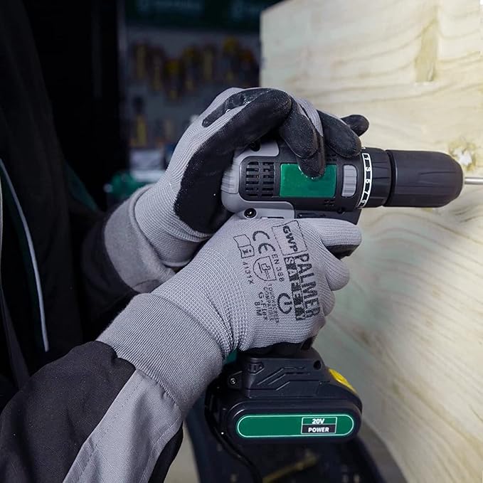 ATERET Work Gloves 12 Pairs Micro-Foam Nitrile Coated Safety Gloves, Seamless Knit Nylon Gloves Home Improvement General Use