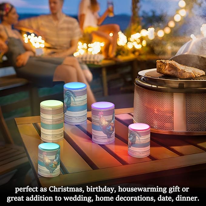 Flickering Flameless Candles, Rooster LED Candles with Remote Timer, Set of 2 Battery Operated Candle for Valentine Wedding Birthday