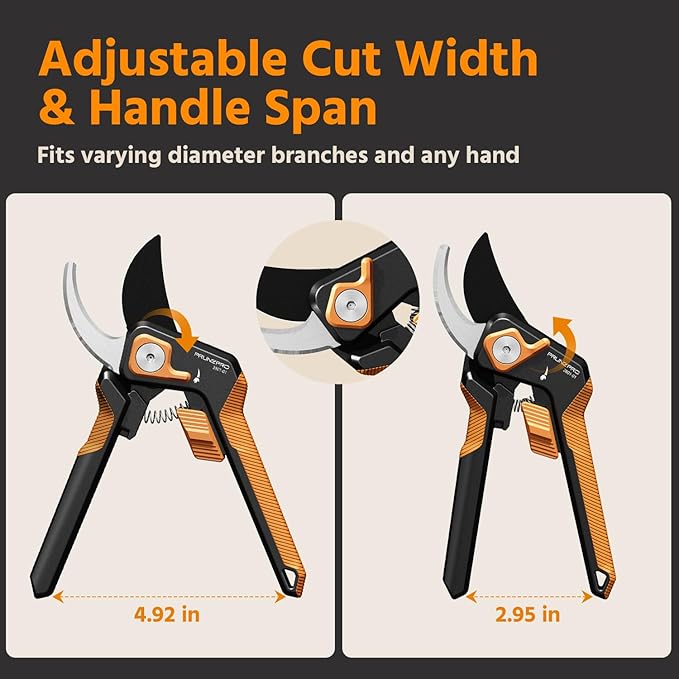 PrunePro Pruning Shears for Gardening Professional Bypass Hand Pruner Stainless Steel Sharp Blade Garden Scissors Plant Flower Garden Clipper Orange 3 Pack