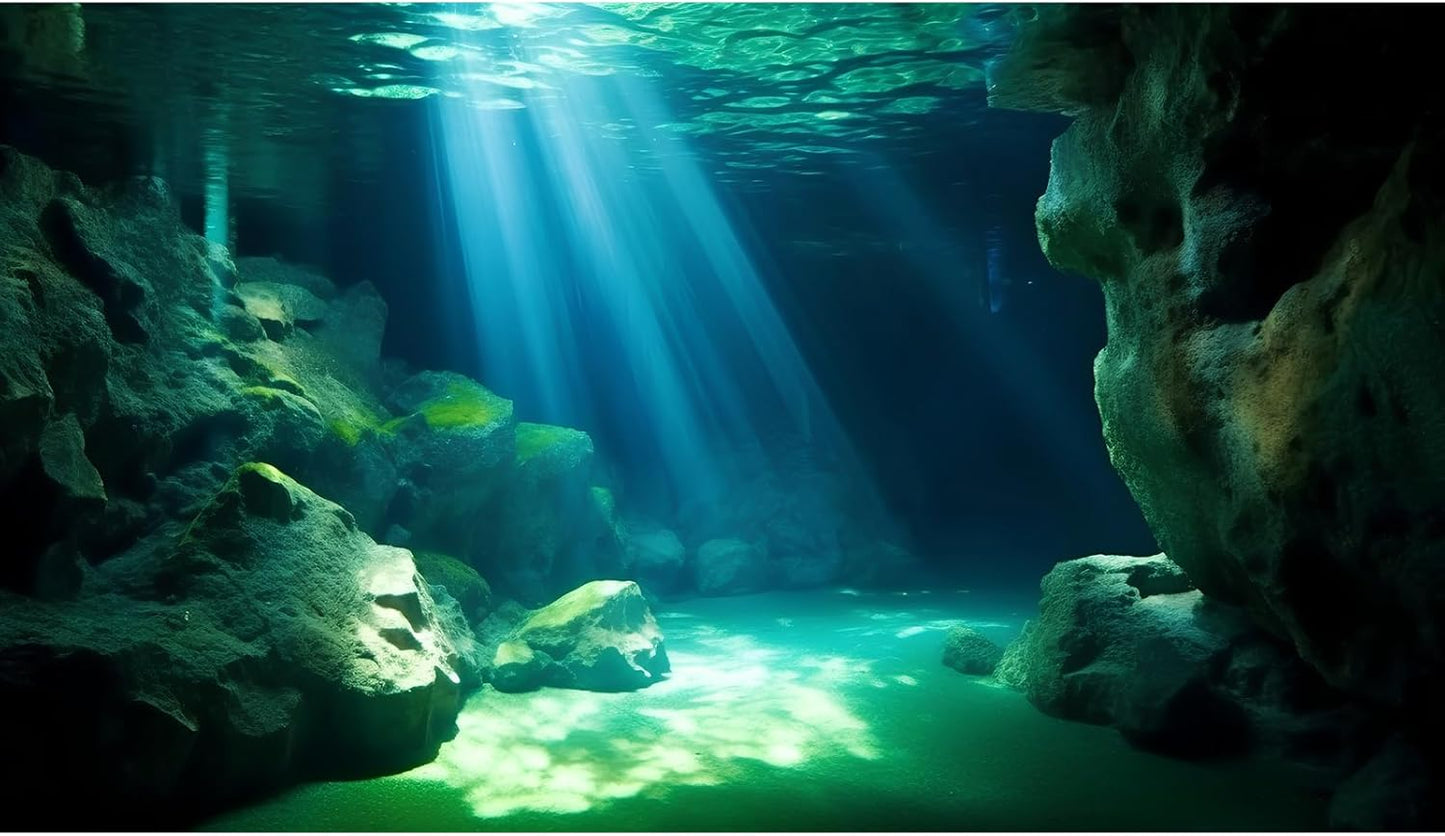 Underwater Fish Tank Background Under The Sea Cave Style Aquarium Background Ocean Floor Cave Sunlight Fish Tank Backdrop Tropical Fish Aquarium Terrarium Backgrounds Decorations 72x16in