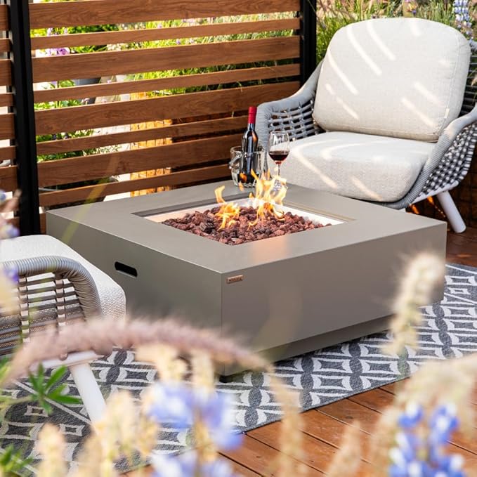 Ashton 36” Propane Fire Pit Smokeless Firepit Outdoor Gas Fire Pit for Outside Patio Firepit Table Includes Rain Cover Converter Kit Lava Rocks Lid CSA Certified