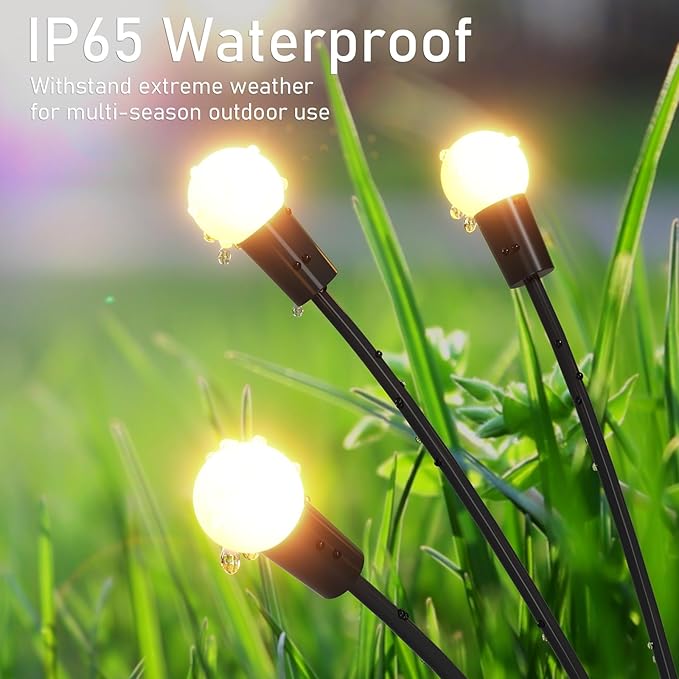 8 Pack Solar Garden Lights, KELME 64 LED Upgraded Firefly Garden Lights Solar Outdoor, Bright High Flexible Swaying Outdoor Solar Lights for Outside Yard Garden Christmas Decorations Gifts, Warm White