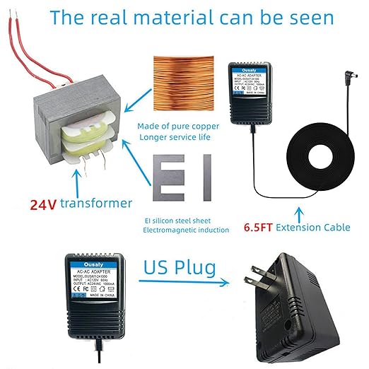 24VAC ac/ac Power Adapter Transformer for Sprinkler System Power Supply for Indoor Irrigation Timers Compatible with Rachio Smart Sprinkler Controller MKA-482401000 ILA48-241000 HL-EI480800 JT-917