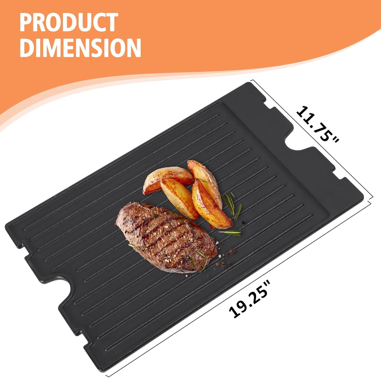 2-in-1 Reversible 19.25” x 11.75” Pre-Seasoned Cast Iron Cooking Griddle for Regal/Imperial Models Grill 11239, Flat Griddle Top Plate for Gas Stove/Charcoal/Electric/Propane/Gas Grill