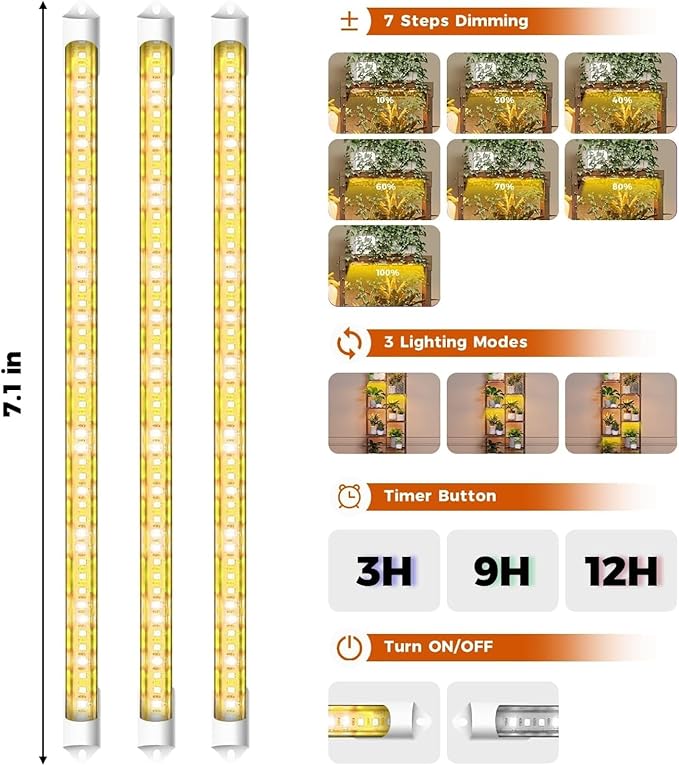 Bamworld Plant Stand with Grow Light Plant Shelf for Mutiple Pots 3 Tiers Ladder Plant Holder for Living Room Patio Boho Home Decor for Gardening Warm Light