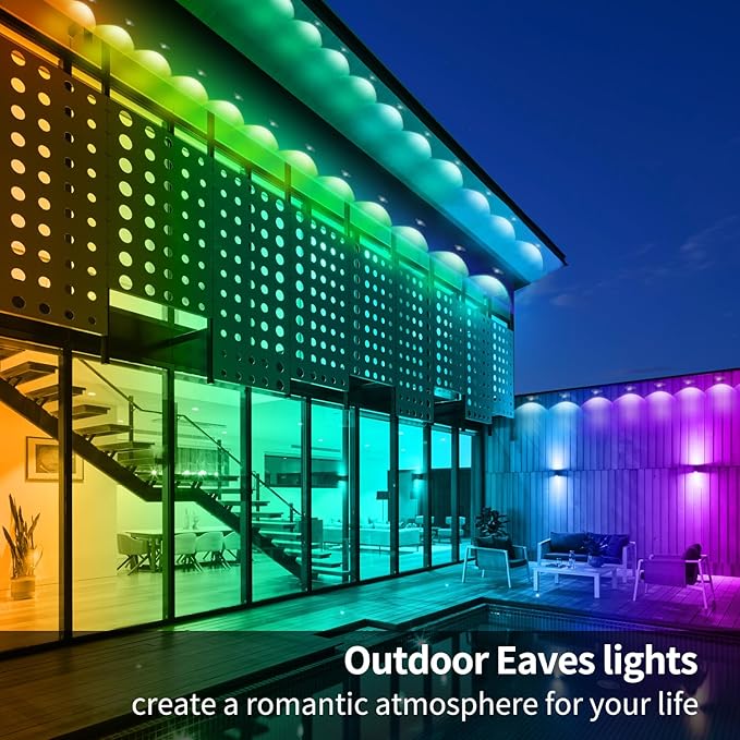 300ft Permanent Outdoor Lights,RGB Eave Lights,Music Sync IP67 Waterproof Outdoor Eave Light Lighting, can be Used for Garden,House,Party,Holiday Decoration（2 Rolls of 150ft）