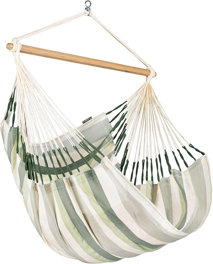 LA SIESTA® - Large Comfort Domingo Hammock Swing Chair - Weather & Tear Resistant Hanging Hammock Chair - Indoor Outdoor Hammock Chair Swing - Patio Porch Bedroom Hanging Chair - Max 285 Lbs, Cedar