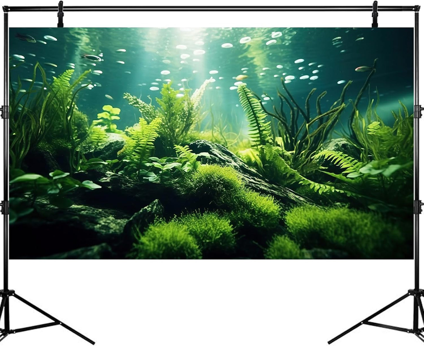 Underwater Fish Tank Background Under The Sea Aquatic Plants Aquarium Background Ocean Floor Rock Terrarium Backgrounds Tropical Fish Green Seaweeds Aquarium Backgrounds for Fish Tank Decor 72x16in