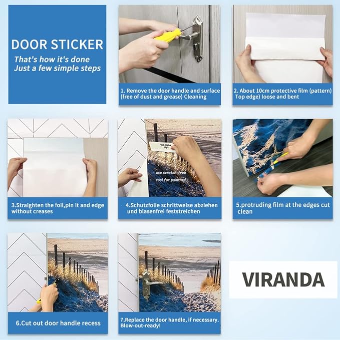 Door Wallpaper Self-Adhesive Door Poster 3D Door Picture - Path into The Sea - Door Film Photo Wallpaper Premium PVC Waterproof Door Sticker Wall Sticker for Bedroom Living Room Door Decoration