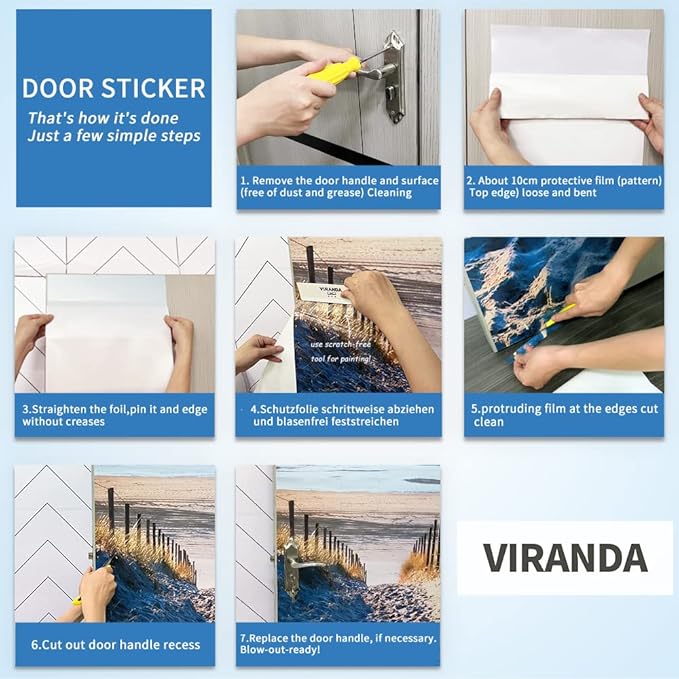 Door Wallpaper Self-Adhesive Door Poster 3D Door Picture - Bridge to The Sea - Door Film Photo Wallpaper Premium PVC Waterproof Door Sticker Wall Sticker for Bedroom Living Room Door Decoration