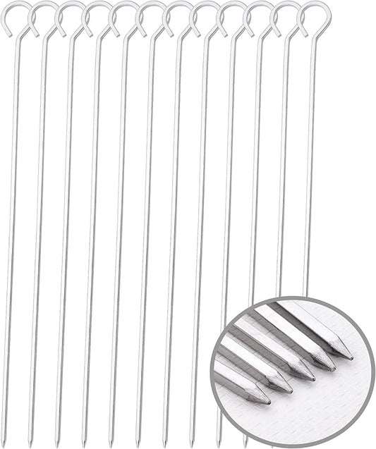 10 inch Barbecue Skewers, HONSHEN Metal BBQ Sticks,12Pack Stainless Steel Square Skewer,Kebob,kabob Sets for Grill Outings Cooking (BBQ Skewers Square 10inch-12p)