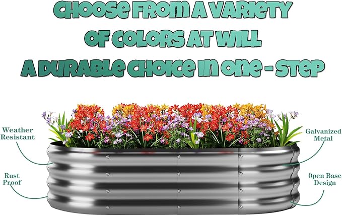 Galvanized Metal Planter Round Raised Garden Bed Kit for Gardening Outdoor，3x3x1ft 2 Grow Garden Box Raised Flower Bed，Round Galvanized Planter Outdoor Large Metal Fire Pit Ring