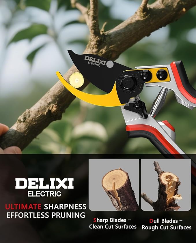 8.1" Pruning Shears for Gardening (Durable and Sharp Teflon-coated SK5 Blade)(Ergonomic Rubber Non-slip Handle) Bypass Garden Shears Up to 1 Inch Cut Capacity