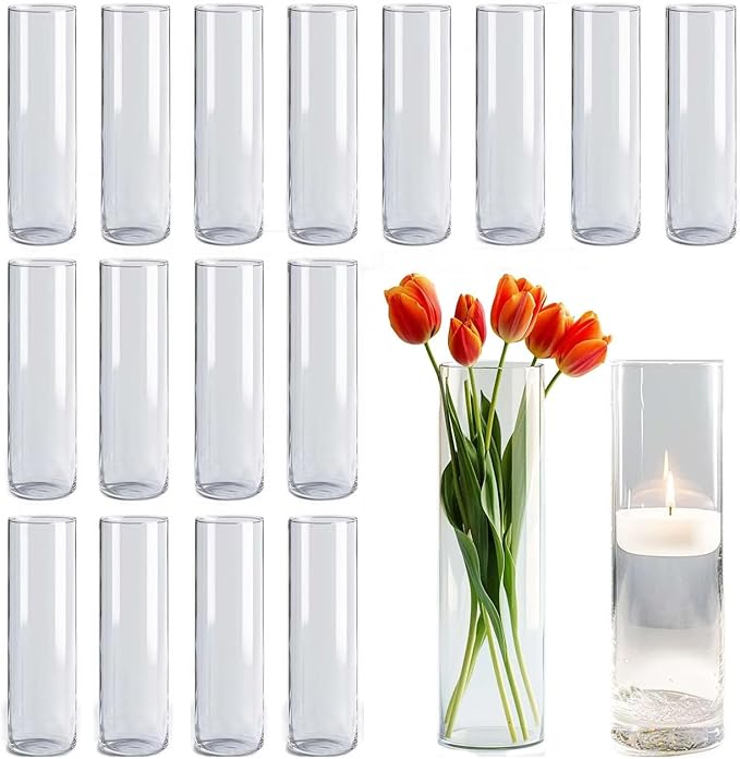 42pcs Glass Vase Cylinder Vases for Centerpieces Small Flower Glass Clear Vases Home Decor Centerpiece Table Flower Vase Decorations for Wedding Decoration＆Holiday 7 Vases of Different Sizes