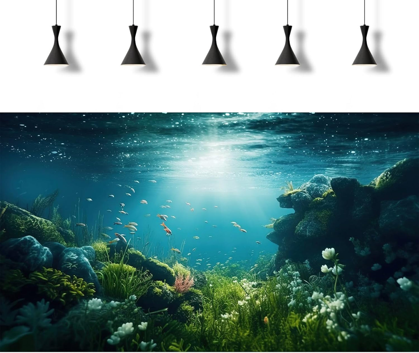 Underwater Aquarium Background Under The Sea Fish Tank Background Ocean Floor Green Aquatic Plants Aquarium Backgrounds Deep Sea Sunray Tropical Fish Aquarium Tank Backgrounds 24x12in