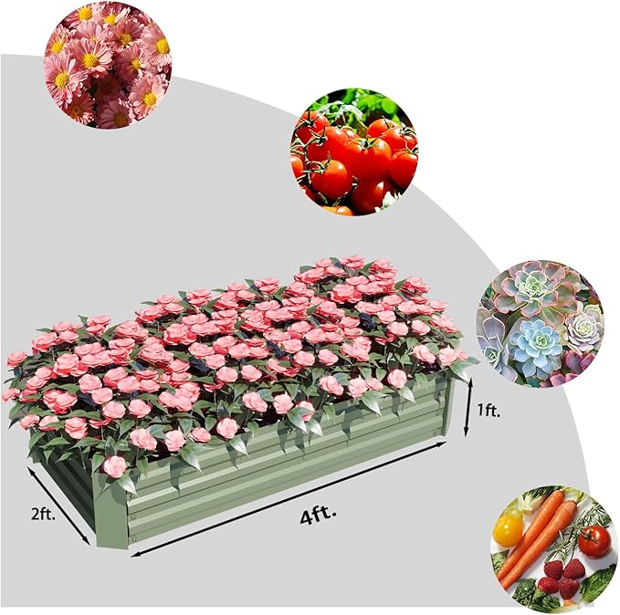 Aoodo 4 x 2 x 1 ft Raised Garden Bed for Patio Garden Lawn, Bed Only, Set of 2