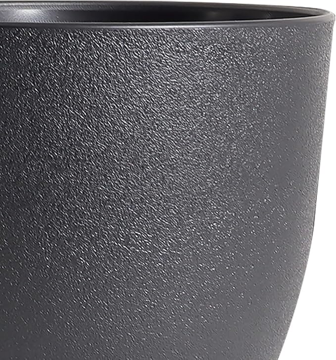 10/9/8 inch Medium Plant Pots, 3 Pack Modern Decorative Plastic Planters with Drainage Holes and Saucers, Flower Pots for Indoor Outdoor Plants, Black