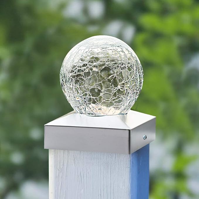Solar Post Cap Lights Deck Fence 4x4 Outdoor Lighting for Garden, Patio (Cool White, 2 Pack)